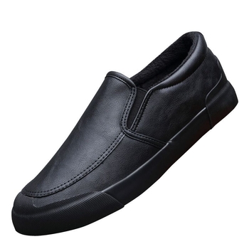 Férfi téli cipő meleg bélésű, PU bőr slip-on brogues, mindennapi viselet
