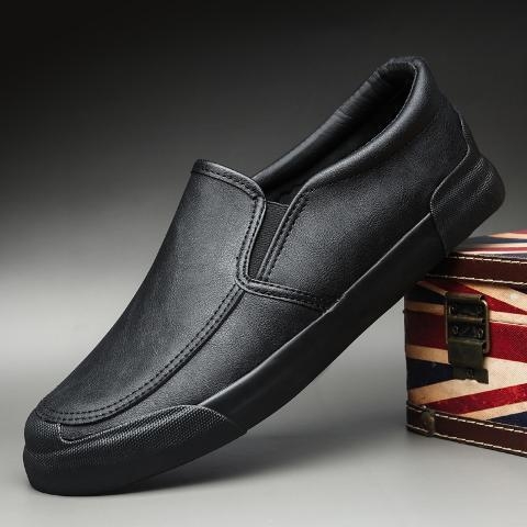 Férfi téli cipő meleg bélésű, PU bőr slip-on brogues, mindennapi viselet