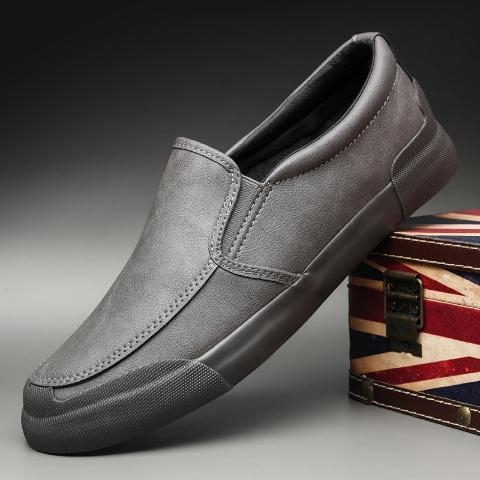 Férfi téli cipő meleg bélésű, PU bőr slip-on brogues, mindennapi viselet