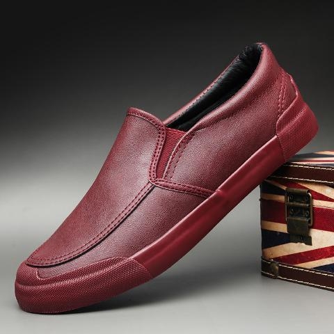 Férfi téli cipő meleg bélésű, PU bőr slip-on brogues, mindennapi viselet