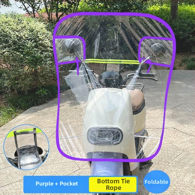 Rozšírené predné sklo pre elektrické bicykle a motocykle, priehľadný vetruodolný štít pre zimu
