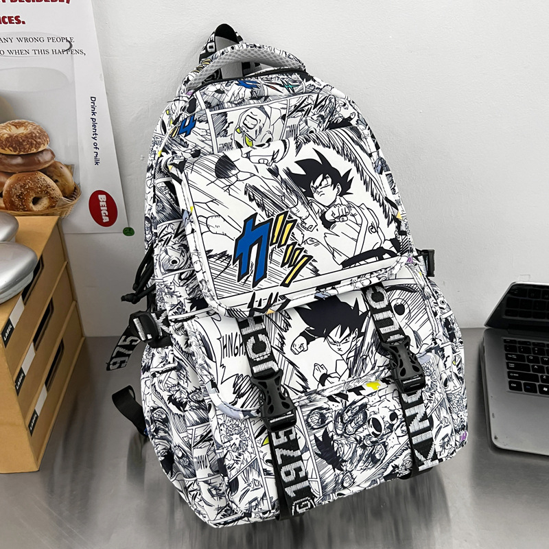 Ruksak s grafitnim uzorkom velike kapacitete za putovanja i školu, najlon, anime uzorak, za 16-inčni prijenosnik, unisex