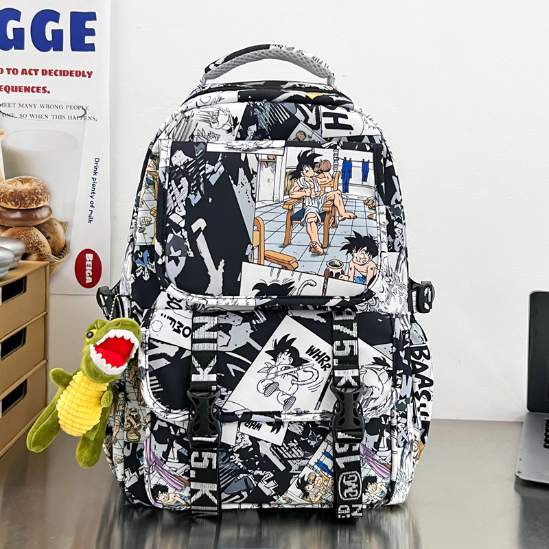 Ruksak s grafitnim uzorkom velike kapacitete za putovanja i školu, najlon, anime uzorak, za 16-inčni prijenosnik, unisex