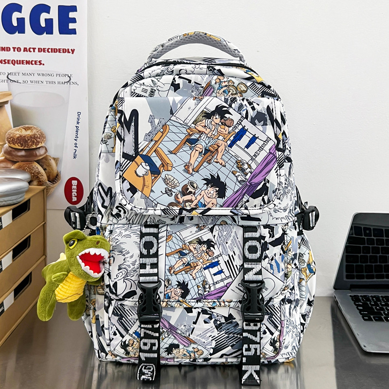 Ruksak s grafitnim uzorkom velike kapacitete za putovanja i školu, najlon, anime uzorak, za 16-inčni prijenosnik, unisex