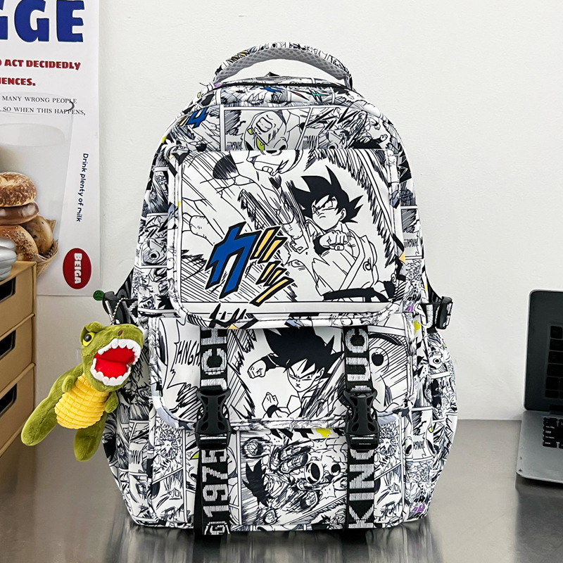 Ruksak s grafitnim uzorkom velike kapacitete za putovanja i školu, najlon, anime uzorak, za 16-inčni prijenosnik, unisex
