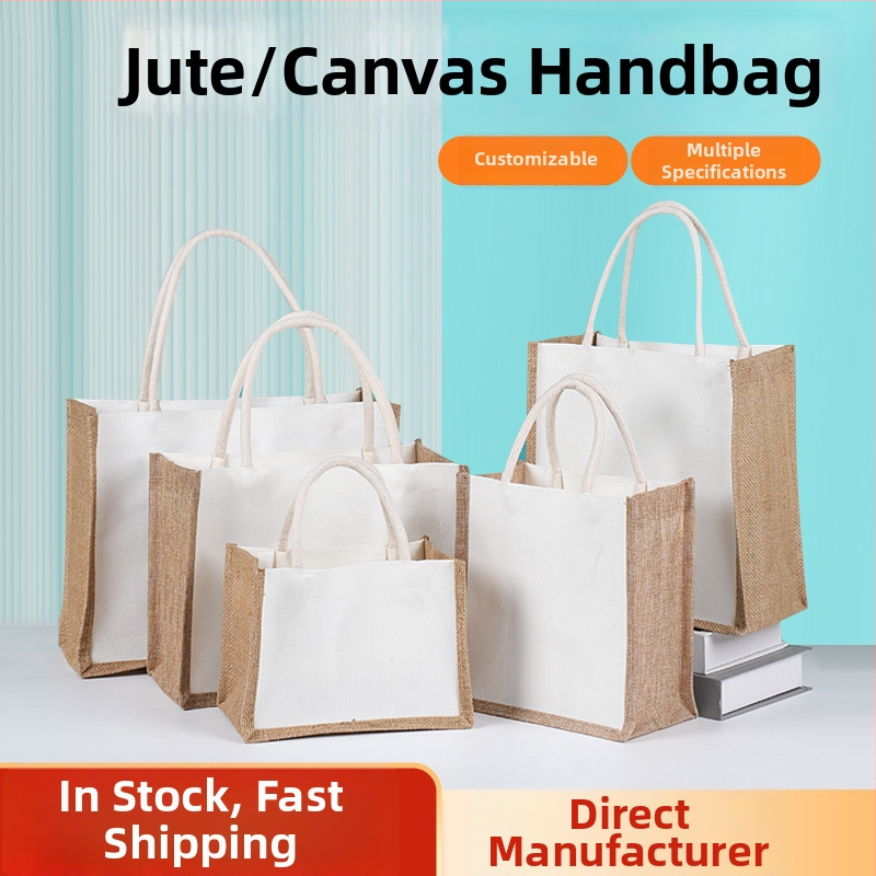 Gotova lanena torba, patchwork platnena tote, laminirana 3D torba s otiskom logotipa