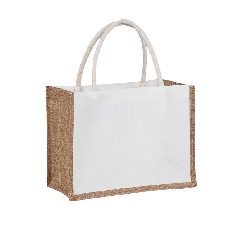 Gotova lanena torba, patchwork platnena tote, laminirana 3D torba s otiskom logotipa