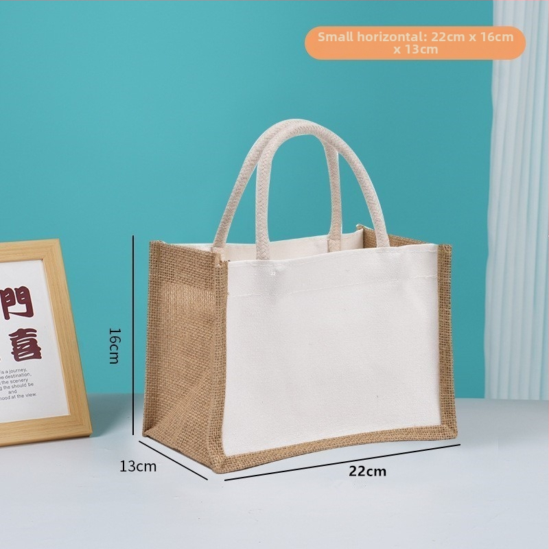 Gotova lanena torba, patchwork platnena tote, laminirana 3D torba s otiskom logotipa