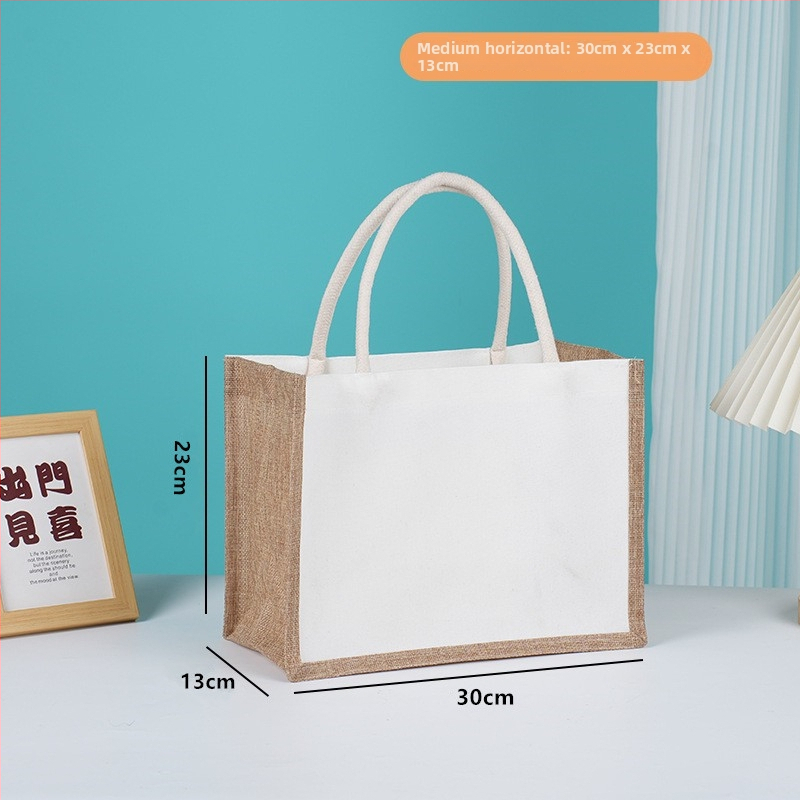 Gotova lanena torba, patchwork platnena tote, laminirana 3D torba s otiskom logotipa