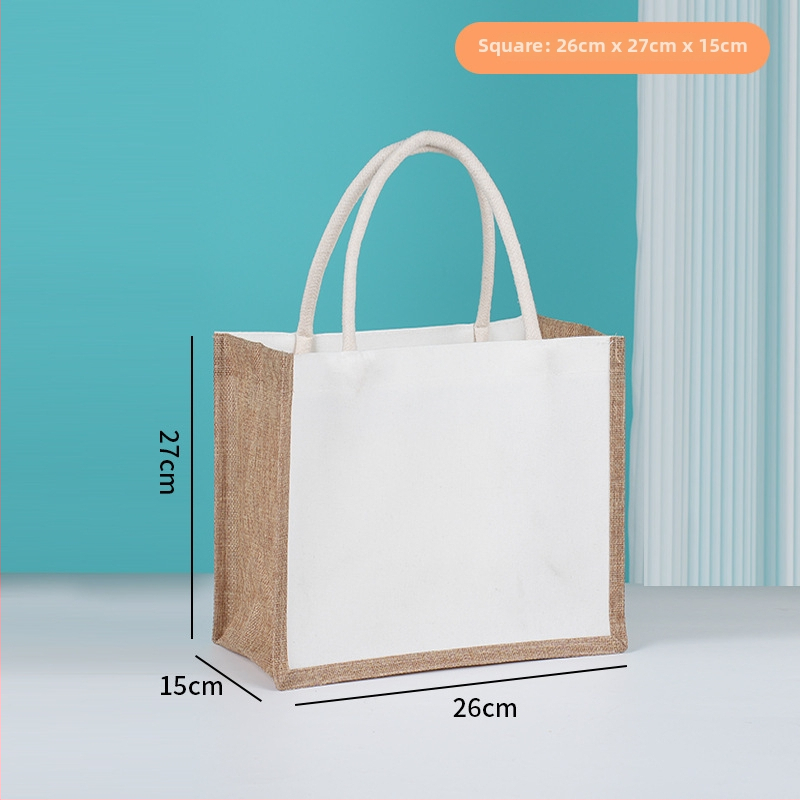 Gotova lanena torba, patchwork platnena tote, laminirana 3D torba s otiskom logotipa