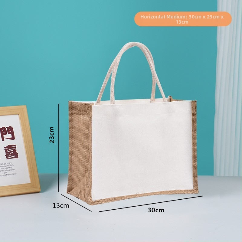 Gotova lanena torba, patchwork platnena tote, laminirana 3D torba s otiskom logotipa