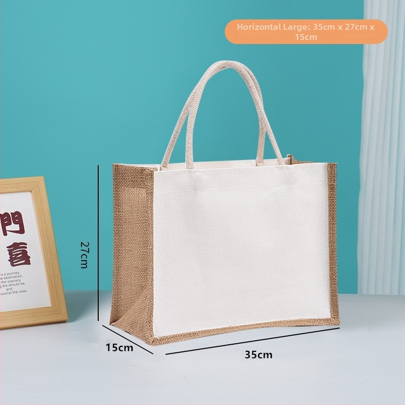 Gotova lanena torba, patchwork platnena tote, laminirana 3D torba s otiskom logotipa