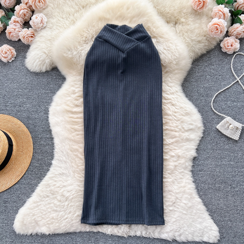 Ženska suknja s visokim strukom, midi duljine, tijesnog kroja, elegantan poslovni stil, rani jesen, jedinstveni dizajn