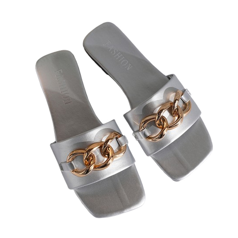 Sandale pentru femei cu bretea simplă și cataramă metalică, stil minimalist, partea superioară PU, căptușeală PU, talpă din plastic