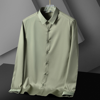 Férfi slim-fit ing, rugalmas anyag, gyűrődésmentes, vasalást nem igényel, hosszú ujjú, egyszínű, üzleti ing