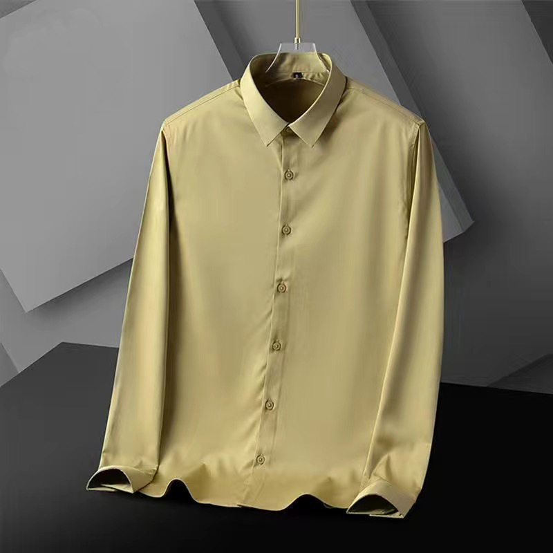 Férfi slim-fit ing, rugalmas anyag, gyűrődésmentes, vasalást nem igényel, hosszú ujjú, egyszínű, üzleti ing