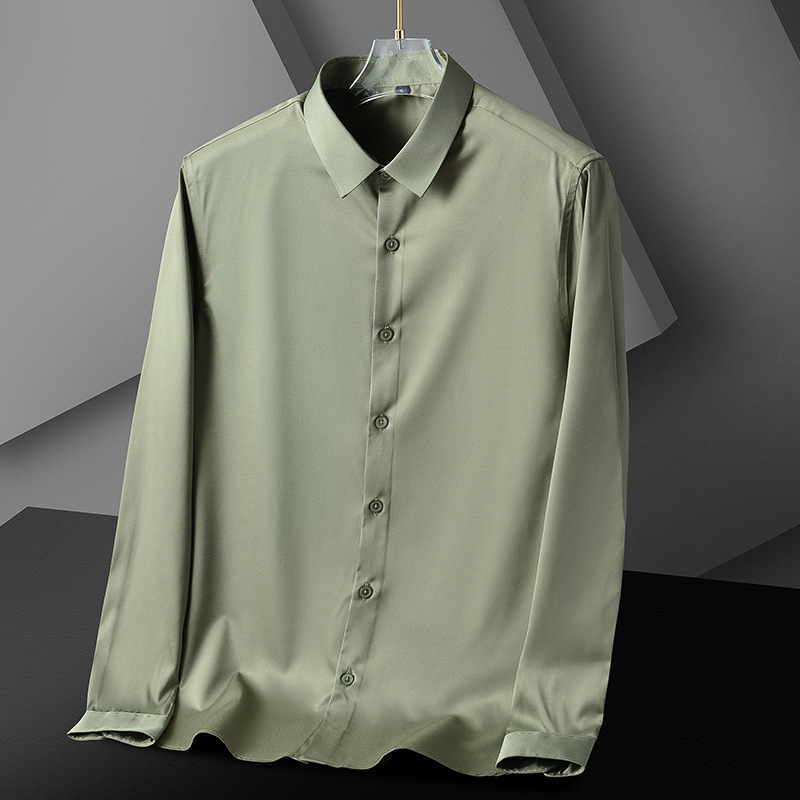 Férfi slim-fit ing, rugalmas anyag, gyűrődésmentes, vasalást nem igényel, hosszú ujjú, egyszínű, üzleti ing