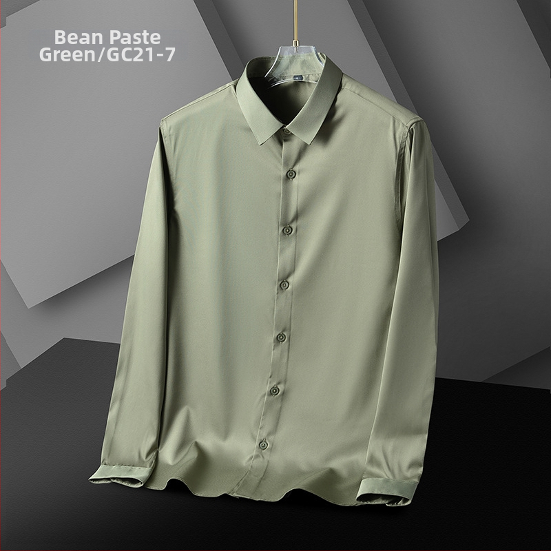 Férfi slim-fit ing, rugalmas anyag, gyűrődésmentes, vasalást nem igényel, hosszú ujjú, egyszínű, üzleti ing