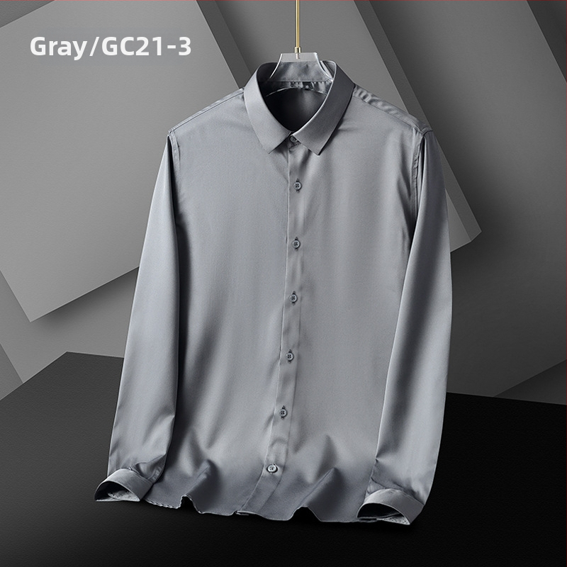 Férfi slim-fit ing, rugalmas anyag, gyűrődésmentes, vasalást nem igényel, hosszú ujjú, egyszínű, üzleti ing