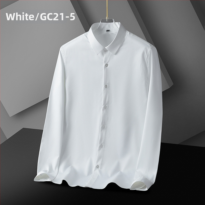 Férfi slim-fit ing, rugalmas anyag, gyűrődésmentes, vasalást nem igényel, hosszú ujjú, egyszínű, üzleti ing