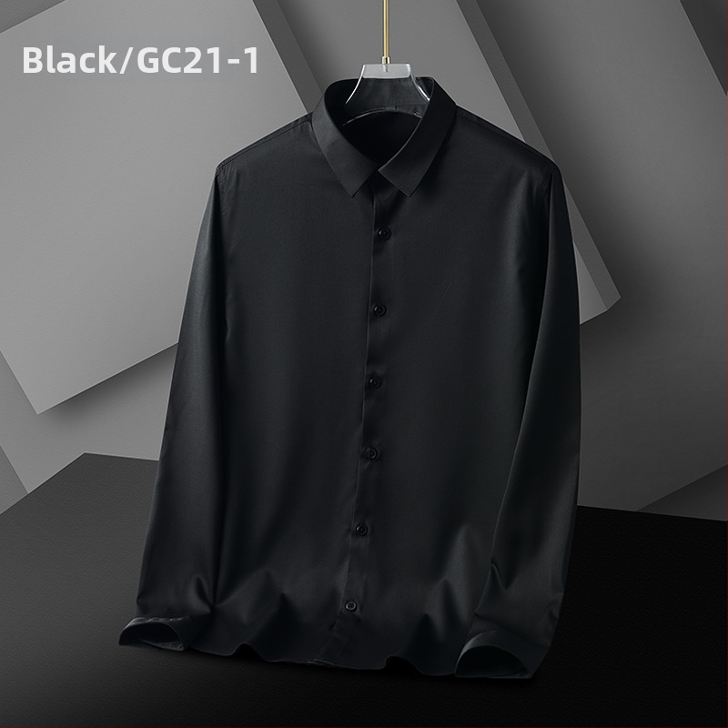 Férfi slim-fit ing, rugalmas anyag, gyűrődésmentes, vasalást nem igényel, hosszú ujjú, egyszínű, üzleti ing