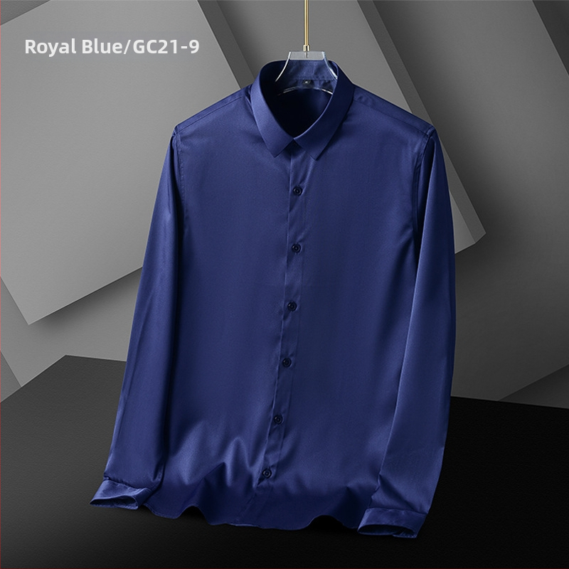 Férfi slim-fit ing, rugalmas anyag, gyűrődésmentes, vasalást nem igényel, hosszú ujjú, egyszínű, üzleti ing