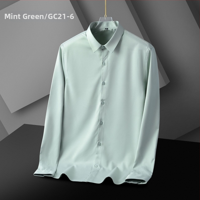 Férfi slim-fit ing, rugalmas anyag, gyűrődésmentes, vasalást nem igényel, hosszú ujjú, egyszínű, üzleti ing