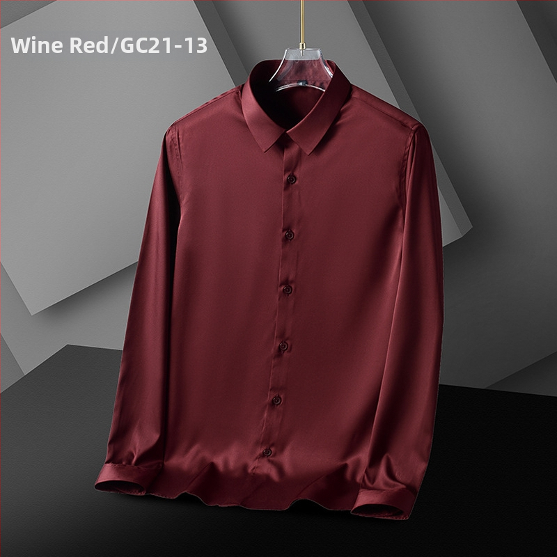 Férfi slim-fit ing, rugalmas anyag, gyűrődésmentes, vasalást nem igényel, hosszú ujjú, egyszínű, üzleti ing