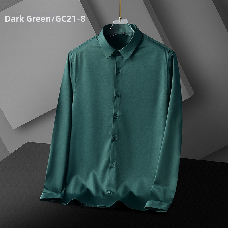 Férfi slim-fit ing, rugalmas anyag, gyűrődésmentes, vasalást nem igényel, hosszú ujjú, egyszínű, üzleti ing