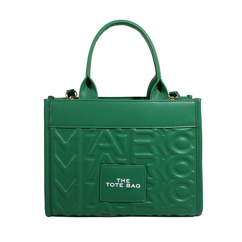 Ženska tote torba od PU kože, srednje veličine, reljefna slova, elegantna svakodnevna torba za rame