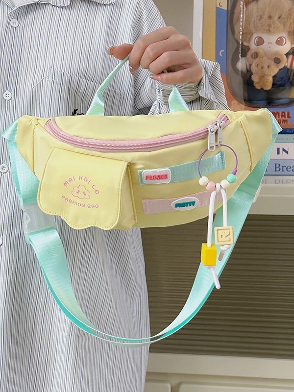 Koreai stílusú trendi női crossbody táska színblokkal, utcai divat, friss és édes.
