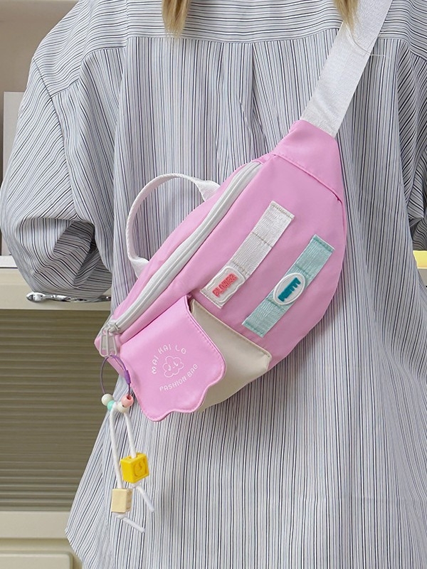 Koreai stílusú trendi női crossbody táska színblokkal, utcai divat, friss és édes.