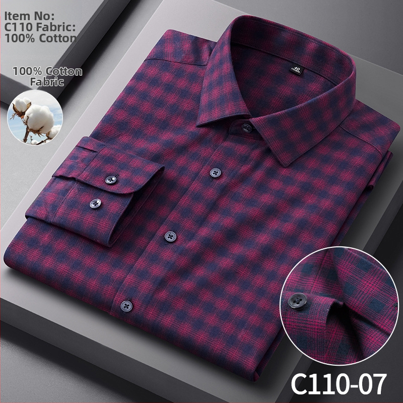 Férfi 100% pamut ing, hosszú ujjú, vasalásmentes, virágos mintával, slim fit, üzleti-kényelmes viselet tavaszra és őszre