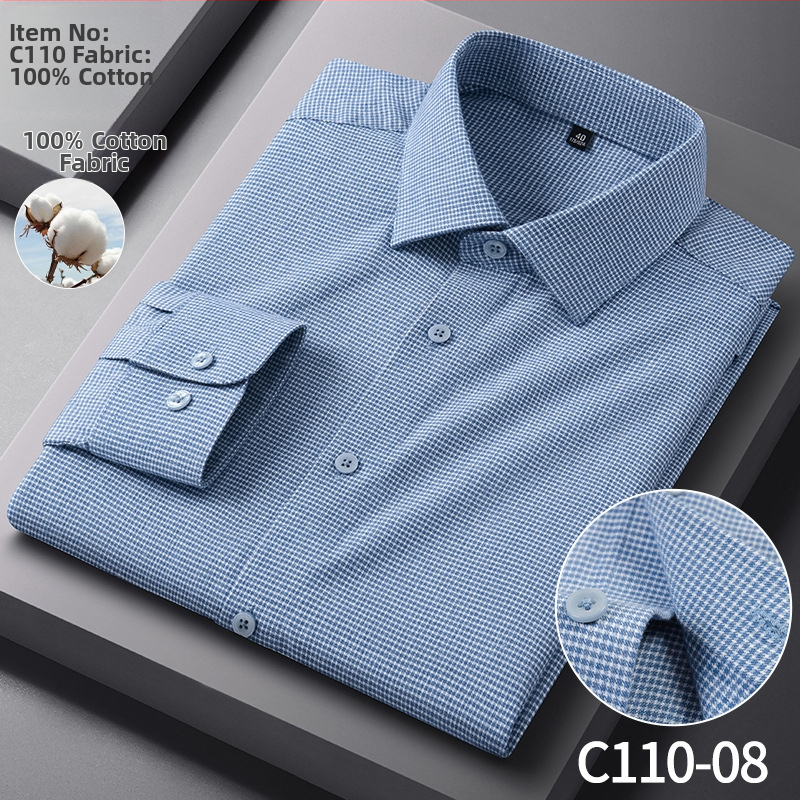 Férfi 100% pamut ing, hosszú ujjú, vasalásmentes, virágos mintával, slim fit, üzleti-kényelmes viselet tavaszra és őszre