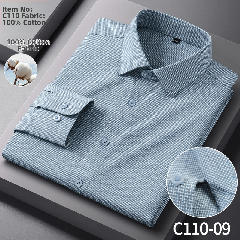 Férfi 100% pamut ing, hosszú ujjú, vasalásmentes, virágos mintával, slim fit, üzleti-kényelmes viselet tavaszra és őszre