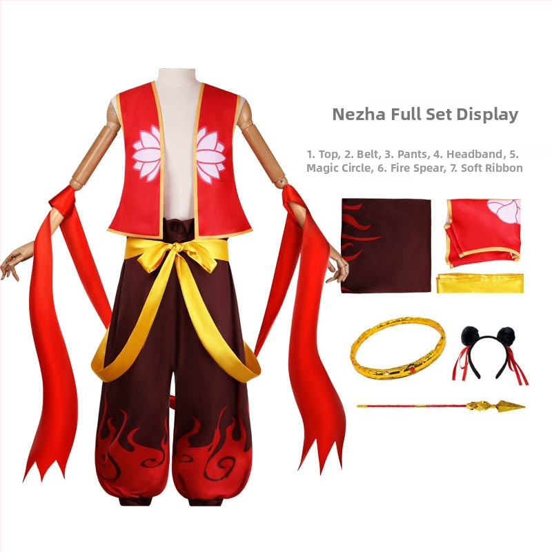 Nezha детски косплей костюм – сценично облекло за анимационен герой