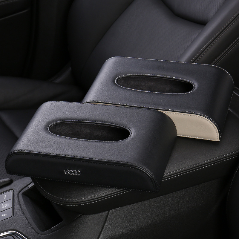 Kožna kutija za maramice za automobil, organizator uz naslon za ruku i ploču upravljača, univerzalne dimenzije 24×13×5 cm
