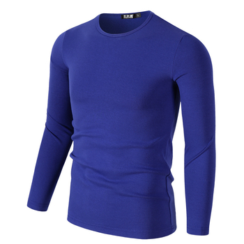 Tricou de bărbați cu mâneci lungi, guler rotund, croială slim, din amestec modal-bumbac, uni, toamnă