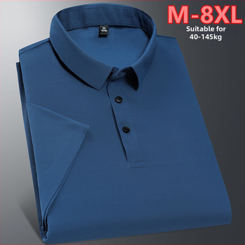 M-8XL Ice Silk férfi rövid ujjú póló, nyár, galléros polo, laza szabás, gyors száradás