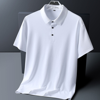 M-8XL Ice Silk férfi rövid ujjú póló, nyár, galléros polo, laza szabás, gyors száradás