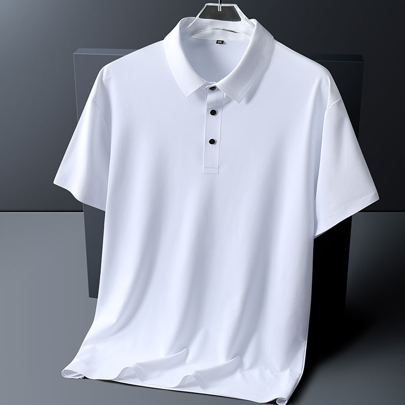 M-8XL Ice Silk férfi rövid ujjú póló, nyár, galléros polo, laza szabás, gyors száradás