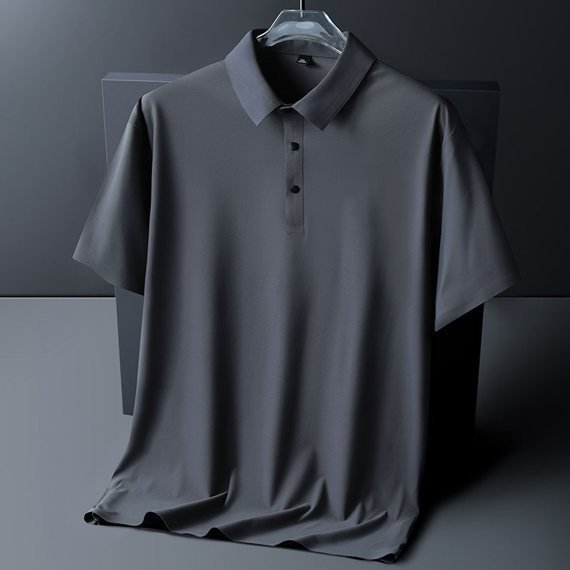 M-8XL Ice Silk férfi rövid ujjú póló, nyár, galléros polo, laza szabás, gyors száradás
