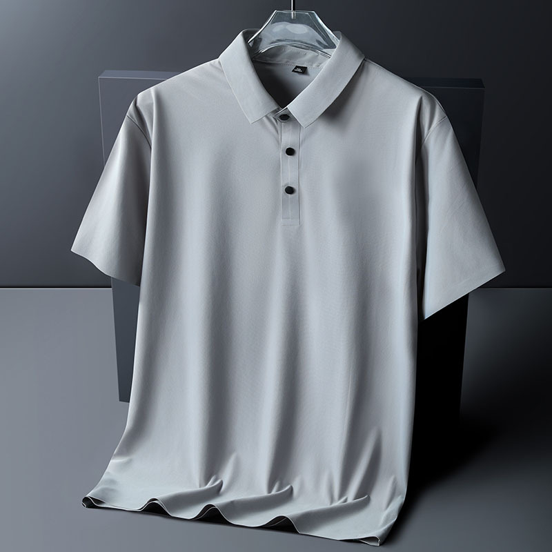 M-8XL Ice Silk férfi rövid ujjú póló, nyár, galléros polo, laza szabás, gyors száradás