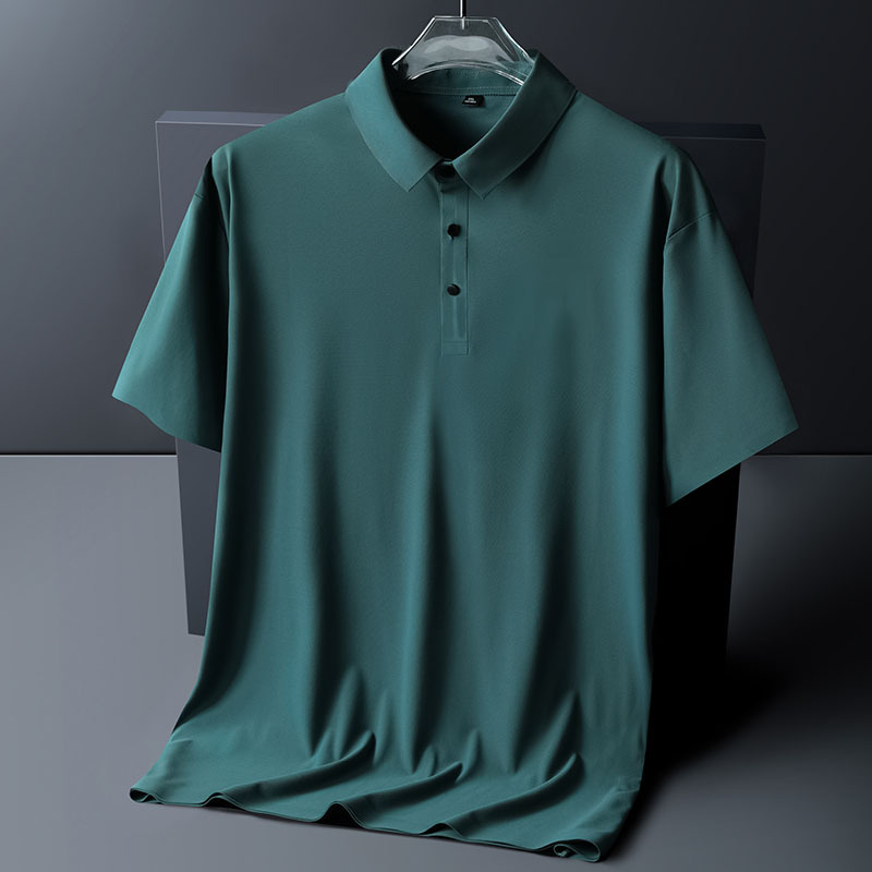 M-8XL Ice Silk férfi rövid ujjú póló, nyár, galléros polo, laza szabás, gyors száradás