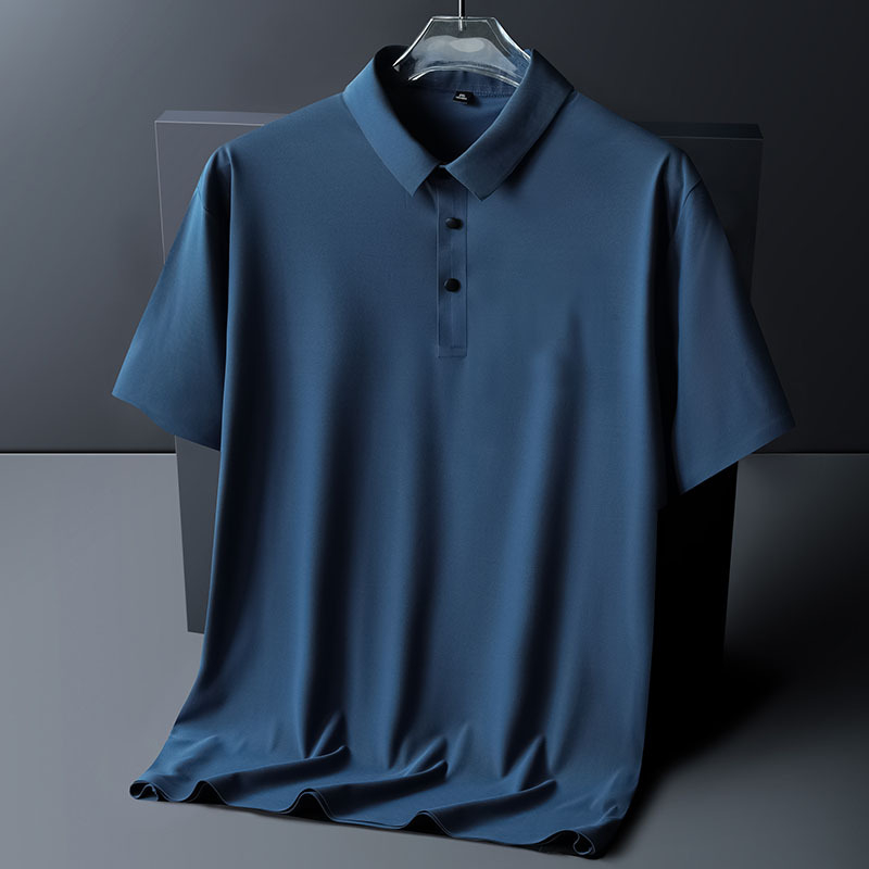 M-8XL Ice Silk férfi rövid ujjú póló, nyár, galléros polo, laza szabás, gyors száradás