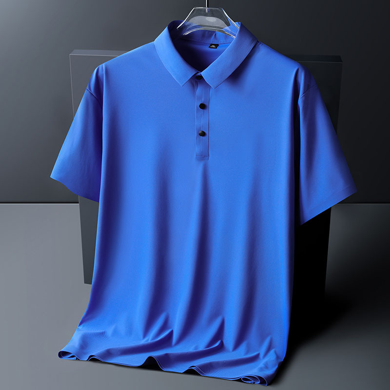 M-8XL Ice Silk férfi rövid ujjú póló, nyár, galléros polo, laza szabás, gyors száradás