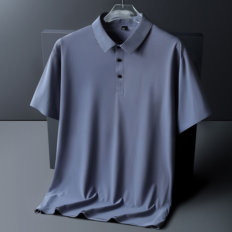 M-8XL Ice Silk férfi rövid ujjú póló, nyár, galléros polo, laza szabás, gyors száradás
