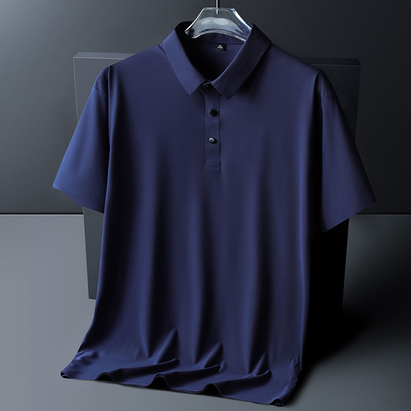 M-8XL Ice Silk férfi rövid ujjú póló, nyár, galléros polo, laza szabás, gyors száradás