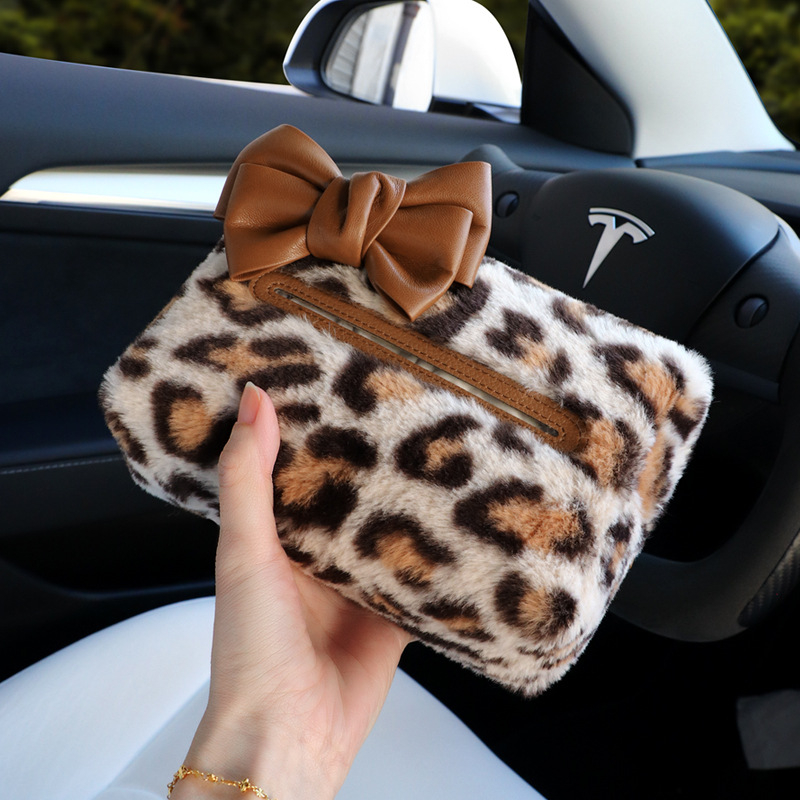 Kutija za maramice u automobilu s leopard uzorkom, viseći držač maramica za sunčani vizir, unutarnja dekoracija automobila