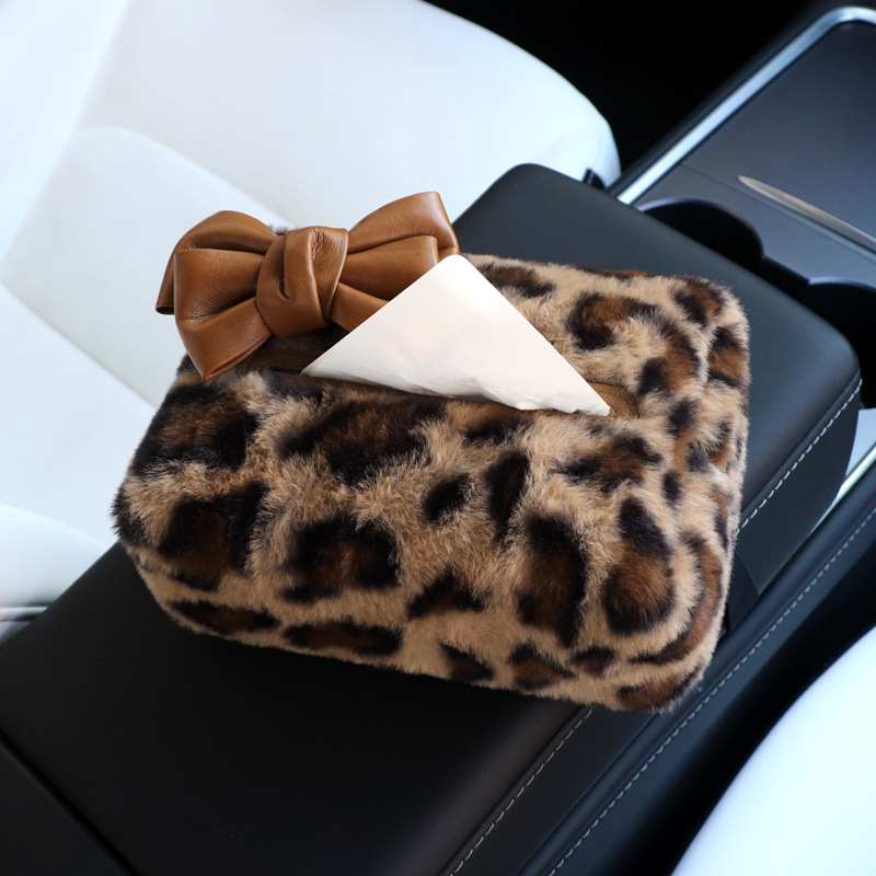 Kutija za maramice u automobilu s leopard uzorkom, viseći držač maramica za sunčani vizir, unutarnja dekoracija automobila
